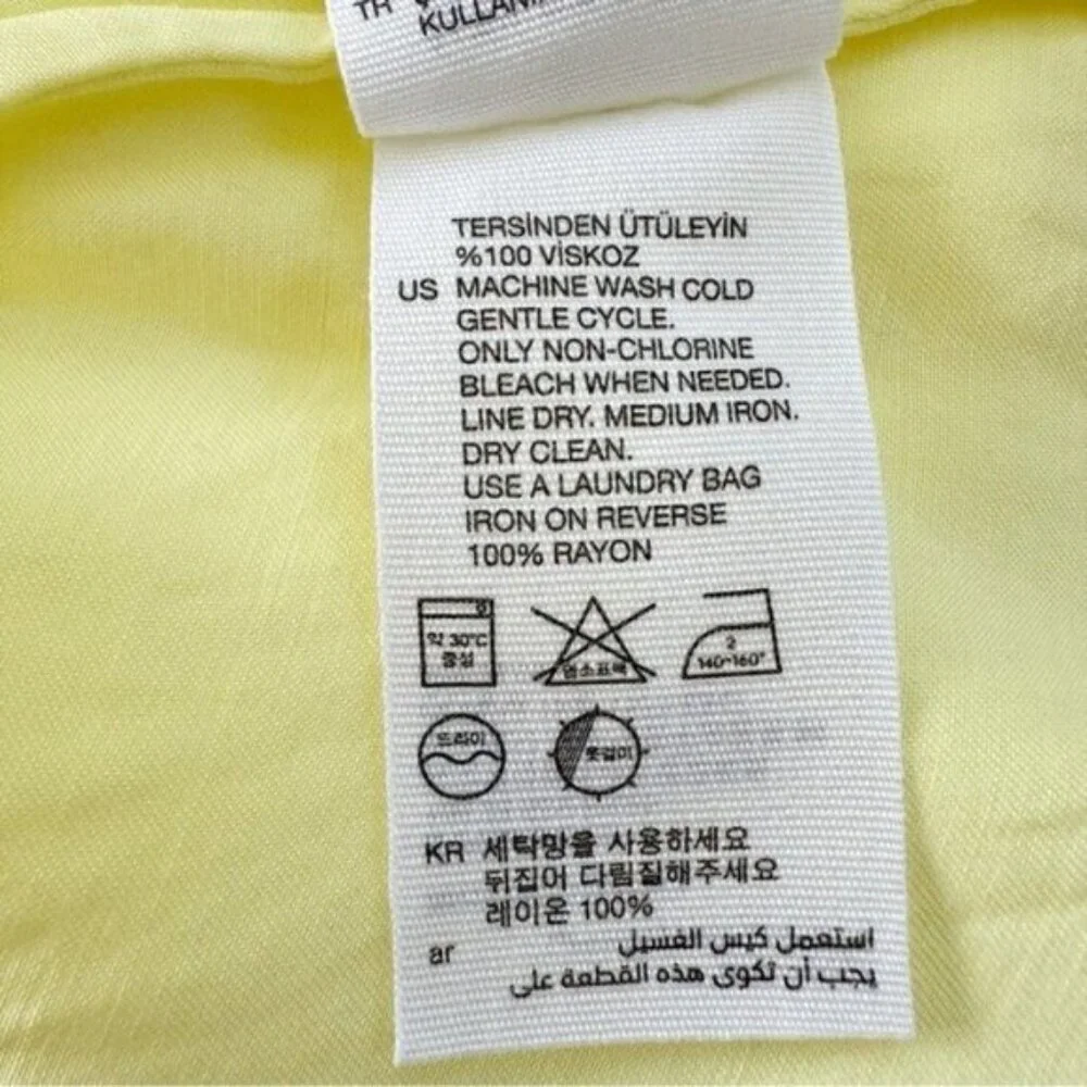 NWT & Other Stories Butter Yellow Asymmetric High Neck Satin Midi Dress Size 10 - Picture 10 of 10